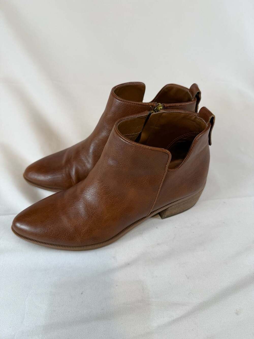 Franco Sarto Womens Ankle Booties Brown Leather Size 7.5 Fall Elevated Basics Pr